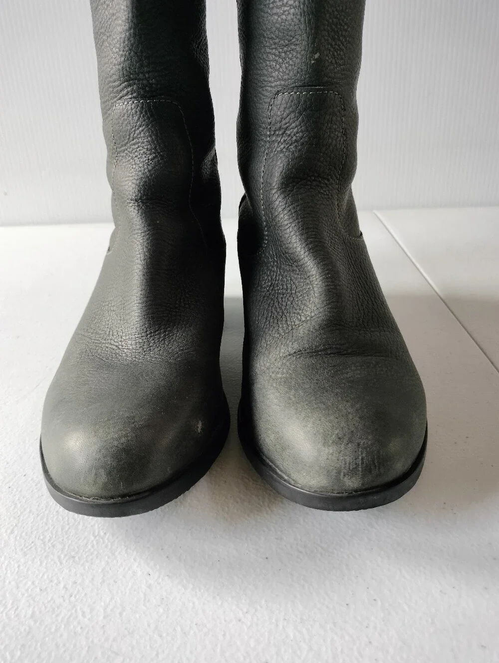 Sorel Danica Classic Tall Womens Leather Charcoal Gray Riding Moto Boots 8 Zip